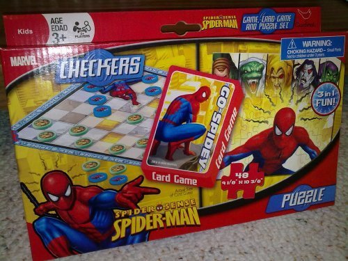 0047754598971 - MARVEL SPIDER-MAN 3 IN 1 CHECKERS, CARD GAME & PUZZLE SET