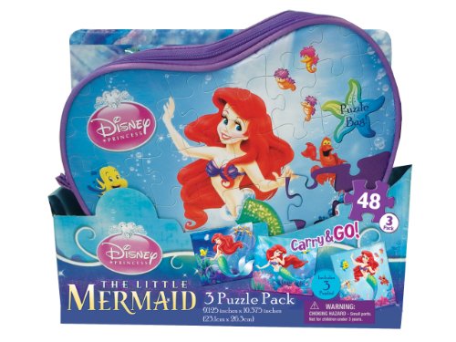 0047754666762 - DISNEY ARIEL CARRY AND GO PUZZLE IN BAGS, 3-PACK