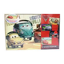0047754839401 - DISNEY PIXAR 4 WOOD PUZZLE BOX - TOY STORY AND CARS