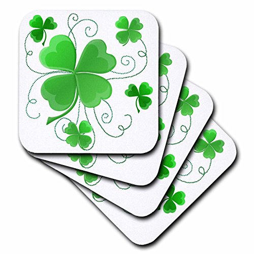 0478011678028 - 3DROSE CST_11678_2 THIS DESIGN IS OF SOME LUCKY SHAMROCKS JUST IN TIME FOR ST PATRICK'S DAY-SOFT COASTERS, SET OF 8