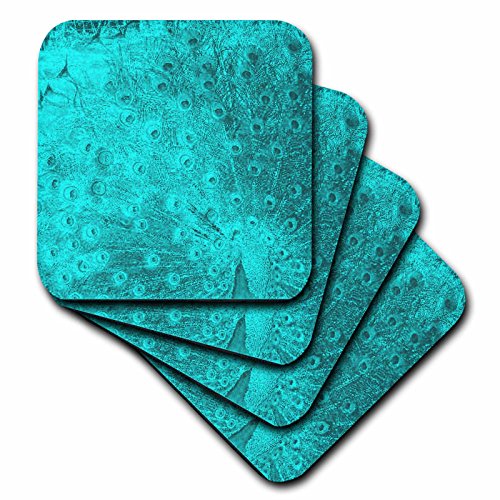 0478026164011 - 3DROSE CST_26164_1 TURQUOISE PEACOCK ART-SOFT COASTERS, SET OF 4