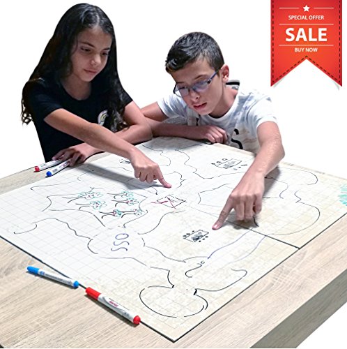 4781105129952 - BATTLE GRID GAME MAT - 27 X 27 - ERASABLE FOLDABLE VINYL MAP 1'' SQUARES, 1'' HEXES - DUNGEONS AND DRAGONS D&D DND PATHFINDER RPG PLAY COMPATIBLE