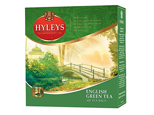 4791045006589 - HYLEYS ENGLISH ARISTOCRATIC GREEN TEA - 100 TEA BAGS (GMO FREE, GLUTEN FREE, DAIRY FREE, SUGAR FREE & 100% NATURAL)