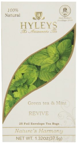 4791045007074 - HYLEYS TEA NATURE'S HARMONY GREEN TEA BAGS WITH MINT IN FOIL ENVELOPES, 1.32-OUNCE PACKAGES (PACK OF 12)