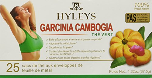 4791045012856 - HYLEY'S 100% NATURAL GARCINIA CAMBODGIA GREEN TEA 25 FOIL ENVELOPE TEA BAGS