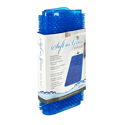 0047968088602 - AQUATOUCH SOFT-AS-GRASS BATH MAT - SOFT FIBERS AND SKID RESISTANT SUCTION CUPS - DRAINS WATERS - BLUE - 25 X 14