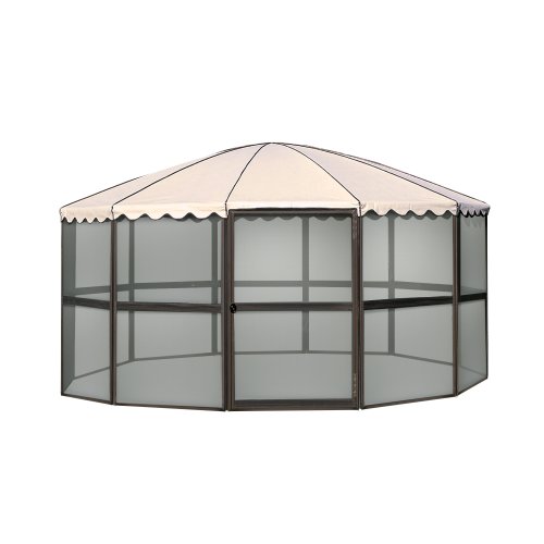 0047977231655 - CASITA 12-PANEL ROUND SCREENHOUSE 23165, BROWN WITH ALMOND ROOF