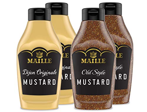 0048001014237 - MAILLE DIJON MUSTARD SQUEEZE CONDIMENT VARIETY PACK DIJON ORIGINALE & OLD STYLE NON-GMO, KOSHER 8.5 OZ 4 PACK