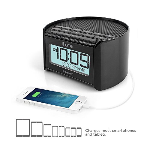 4804309212586 - IHOME IBT230 BLUETOOTH BEDSIDE DUAL ALARM CLOCK RADIO WITH SPEAKERPHONE, USB CHARGING AND LINE-IN (BLACK)