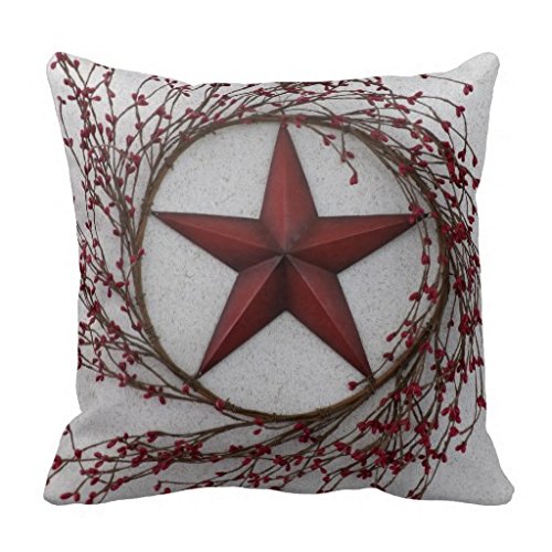 4807641495853 - PILLOWCASE COUNTRY RED STARS AND BERRIES PILLOWS COVER 18*18