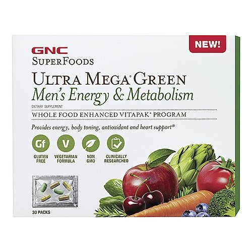 0048107158286 - GNC SUPERFOODS ULTRA MEGA GREEN MEN'S ENERGY & METABOLISM 30 PKS