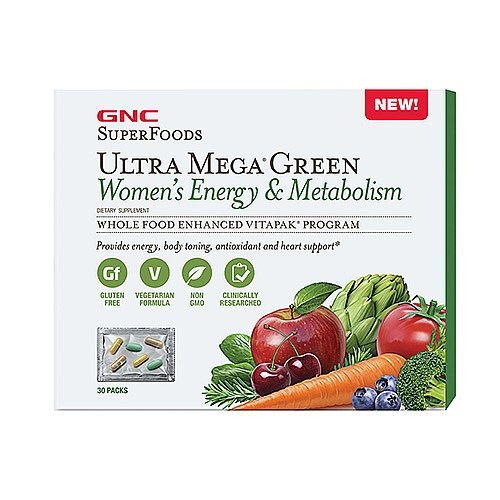 0048107158293 - GNC SUPERFOODS ULTRA MEGA GREEN WOMEN'S ENERGY & METABOLISM VITAPAK 30 PKS