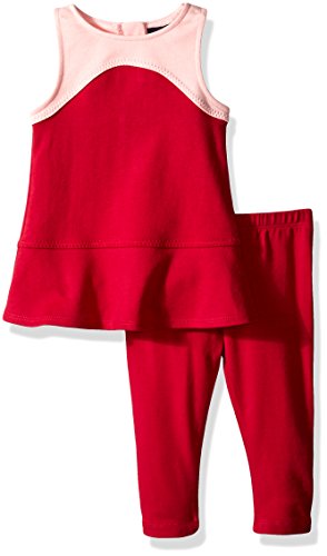 0048283810435 - NAUTICA BABY PONTE COLORBLOCK TOP WITH BACK ZIPPER PAIRED AND LEGGING, BERRY, 6 MONTHS