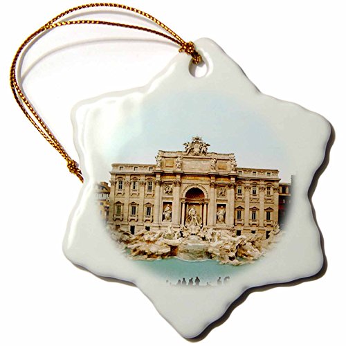 0483001137010 - 3DROSE TREVI FOUNTAIN ITALY SNOWFLAKE PORCELAIN ORNAMENT, 3-INCH