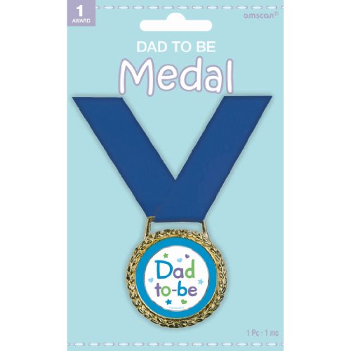 0048419143147 - AMSCAN DELIGHTFUL DAD TO BE MEDAL OF DISTINCTION BABY SHOWER PARTY NOVELTY FAVORS, 2, BLUE/GOLD