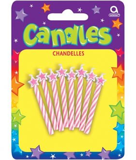 0048419337119 - AMSCAN FAB STAR-TIPPED SPIRAL BIRTHDAY CANDLES, LIGHT PINK, 2.5