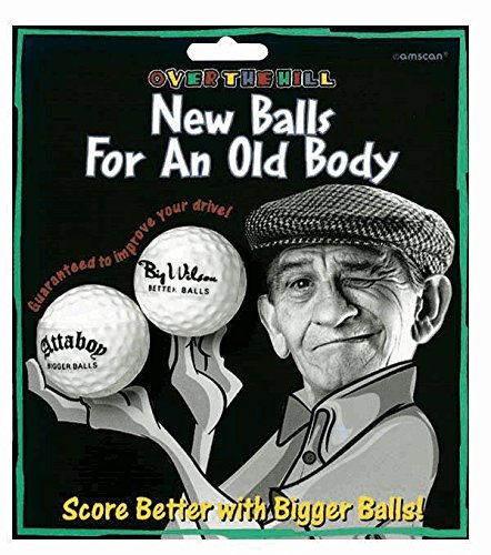 0048419616597 - AMSCAN COMICAL NEW BALLS FOR AN OLD BODY PARTY SET, WHITE, 8 1/2 X 7 3/4