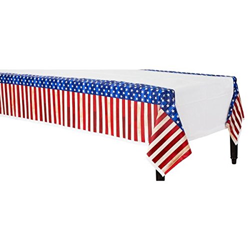 0048419634430 - AMSCAN AMERICANA PATRIOTIC 4TH OF JULY PARTY TABLE COVER (1 PIECE), MULTI COLOR, 15.6 X 8
