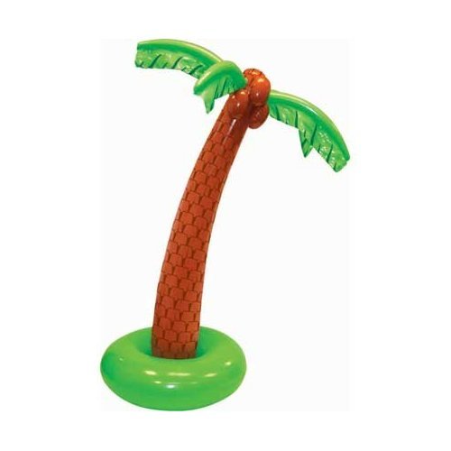 0048419691068 - AMSCAN HAWAIIAN SUMMER BEACH PARTY INFLATABLE PALM TREE DECORATION (1 PIECE), GREEN/BROWN, 13.6 X 10