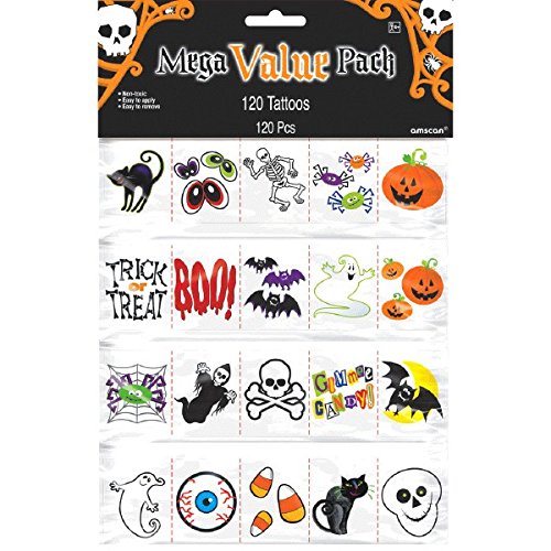 0048419772422 - AMSCAN FAMILY FRIENDLY HALLOWEEN TATTOO PARTY FAVOR, MULTICOLOR, 12 1/4 X 7 3/4