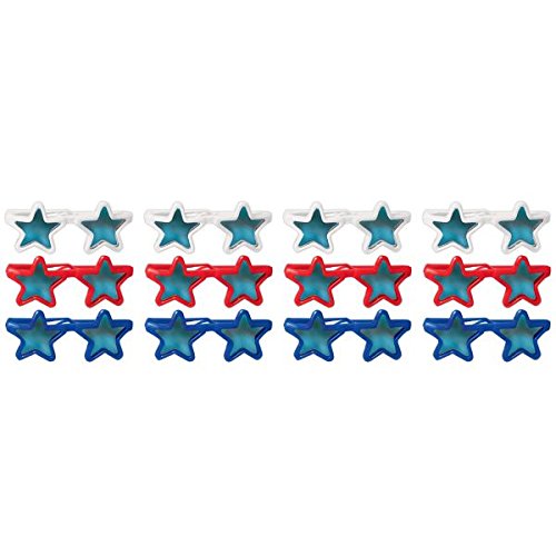 0048419851257 - AMSCAN 4TH OF JULY PARTY PATRIOTIC ASSORTED STAR SHAPED SUNGLASSES (12 PIECE), RED/WHITE/BLUE, 9.5 X 5.75