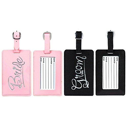 0048419858003 - AMSCAN AVANT GARDE JUST MARRIED LUGGAGE TAGS BRIDAL SHOWER PARTY NOVELTY FAVORS, 4-1/4 X 2-3/4, BLACK/PINK
