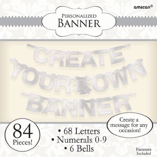 0048419858300 - AMSCAN 84 PIECE CREATE YOUR OWN BANNER LETTER, SILVER