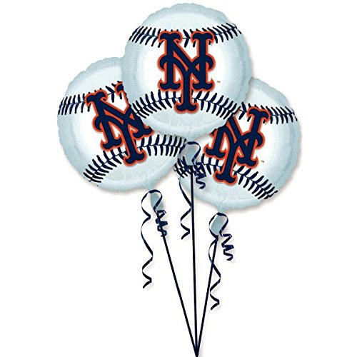 0048419868316 - AMSCAN EXCITING NEW YORK METS BALLOONS PARTY DECORATION (3 PACK), 18, SILVER