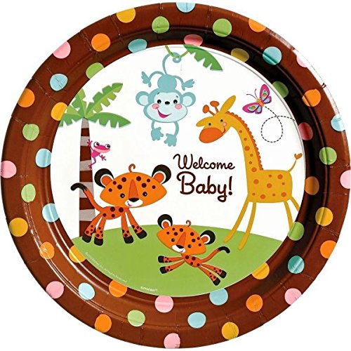 0048419931379 - AMSCAN ADORABLE FISHER-PRICE LUNCH PAPER PLATES BABY SHOWER PARTY SUPPLY, 10-1/2, BROWN/ORANGE