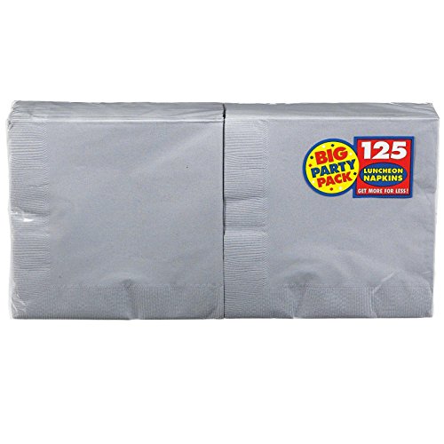 0048419944867 - AMSCAN BIG PARTY PACK 125 COUNT LUNCHEON NAPKINS, SILVER