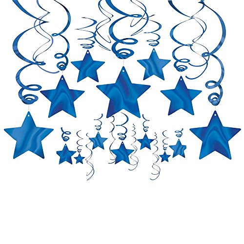 0048419976103 - AMSCAN BRIGHT SHOOTING STAR SWIRL DECORATIONS MEGA VALUE PACK, BLUE