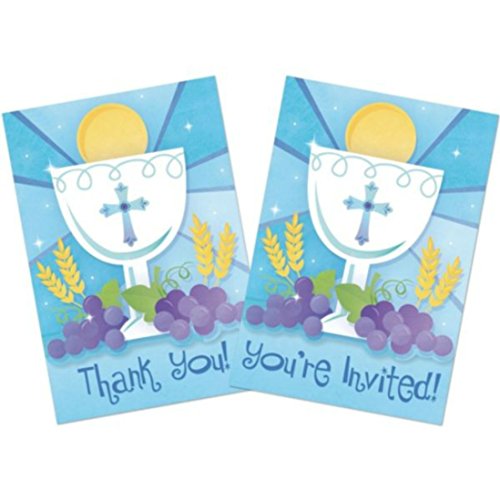0048419996507 - FIRST COMMUNION BLUE INVITATION AND THANK YOU CARDS WITH ENVELOPES