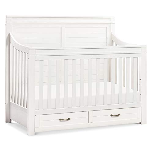 0048517839720 - MILLION DOLLAR BABY CLASSIC WESLEY FARMHOUSE 4-IN-1 CONVERTIBLE STORAGE CRIB IN HEIRLOOM WHITE, GREENGUARD GOLD CERTIFIED
