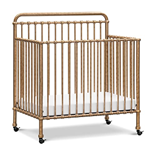 0048517853009 - MILLION DOLLAR BABY CLASSIC WINSTON 4-IN-1 CONVERTIBLE MINI METAL CRIB IN VINTAGE GOLD, GREENGUARD GOLD CERTIFIED