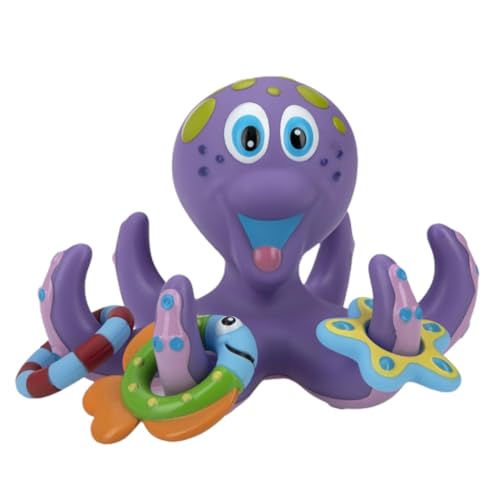 0048526062577 - NUBY FLOATING PURPLE OCTOPUS WITH 3 HOOPLA RINGS INTERACTIVE BATH TOY