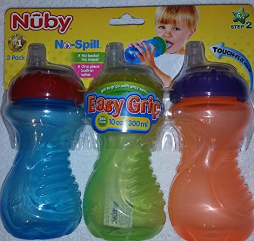 0048526098569 - NUBY NO SPILL EASY GRIP 10 OZ SIPPY CUPS 3 PACK