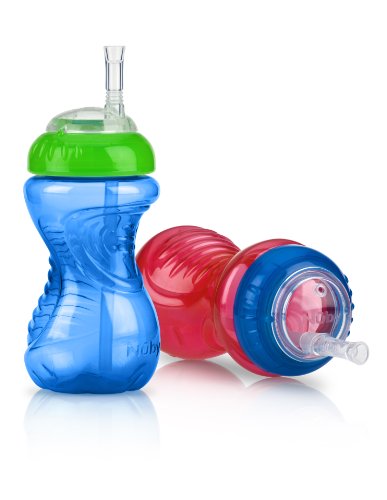 0048526925667 - NUBY NO-SPILL CUP WITH FLEXI STRAW, BLUE AND RED, 12 PLUS MONTHS