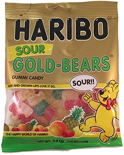 4861663198246 - HARIBO SOUR GOLD-BEARS GUMMI CANDY, 3.6 OZ, (PACK OF 4)
