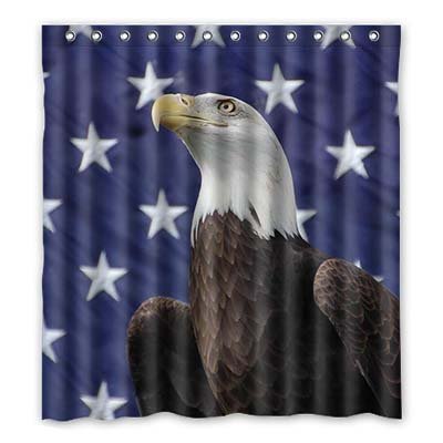 4867755491165 - CUSTOM AMERICAN BALD EAGLE SHOWER CURTAIN WATERPROOF POLYESTER WITH HOOKS 66 X 72