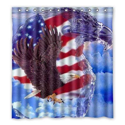 4867755491172 - CUSTOM AMERICAN BALD EAGLE SHOWER CURTAIN WATERPROOF POLYESTER WITH HOOKS 66 X 72