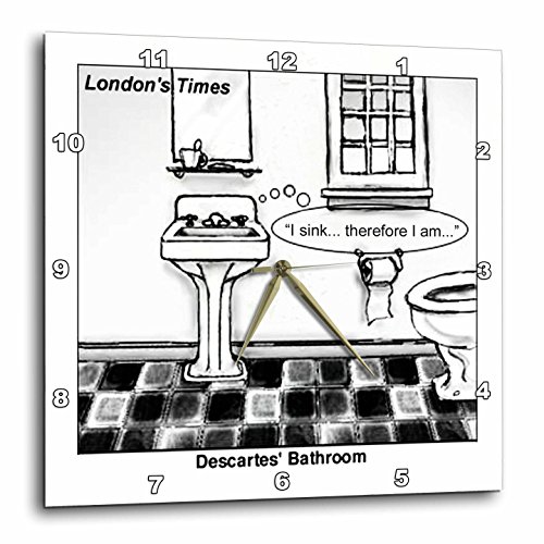 0487001662015 - LONDONS TIMES FUNNY SOCIETY CARTOONS - DESCARTES BATHROOM - 10X10 WALL CLOCK (DPP_1662_1)