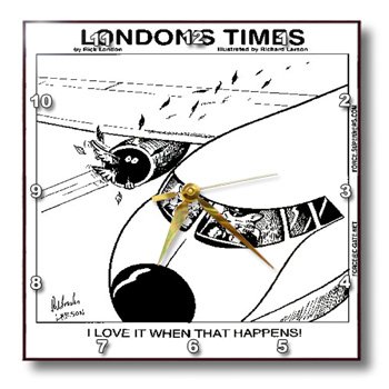 0487002904015 - DPP_2904_1 LONDONS TIMES FUNNY CAT CARTOONS - CAT AIRLINE PILOTS - WALL CLOCKS - 10X10 WALL CLOCK