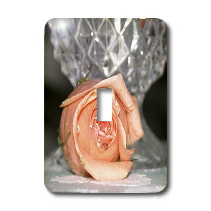 0488011583017 - LSP_11583_1 BEVERLY TURNER PHOTOGRAPHY - PEACH ROSE WITH CRYSTAL VASE - LIGHT SWITCH COVERS - SINGLE TOGGLE SWITCH