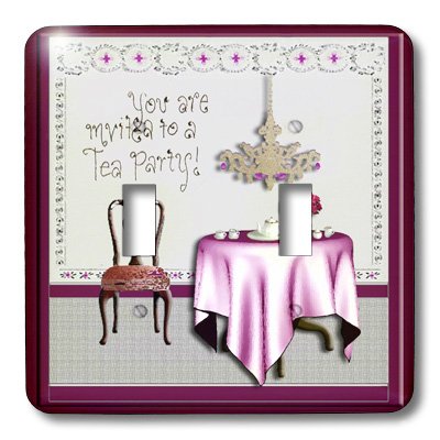 0488023878026 - LSP_23878_2 BEVERLY TURNER INVITATION DESIGN - TEA PARTY INVITATION TEA PARTY ROOM PINK - LIGHT SWITCH COVERS - DOUBLE TOGGLE SWITCH
