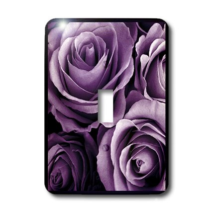 0488029807013 - LSP_29807_1 JACLINART GARDEN NATURE FLORALS FLOWERS ROSES BOUQUET - CLOSE UP OF DREAMY LAVENDER PURPLE ROSE BOUQUET - LIGHT SWITCH COVERS - SINGLE TOGGLE SWITCH