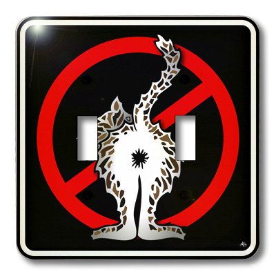 0488033651022 - LSP_33651_2 MARK GRACE BAD BILL BUTTS - BUTTS CAT BUTT 1 BLACK SIGN - LIGHT SWITCH COVERS - DOUBLE TOGGLE SWITCH