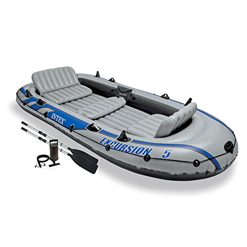 4883023155225 - INTEX EXCURSION 5, 5-PERSON INFLATABLE BOAT SET WITH ALUMINUM OARS AND HIGH OUTPUT AIR PUMP, (LATEST MODEL)