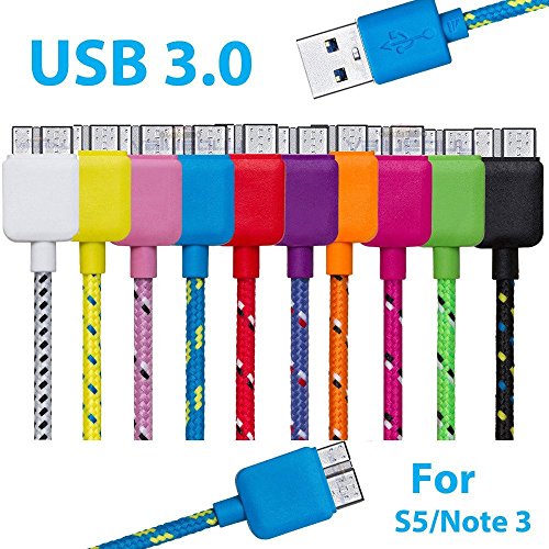 4883573118701 - 10 PACK MIXED COLOR BRAIDED DURABLE UNIVERSAL USB 3.0 MICRO CHARGING/SYNC DATA CABLE FOR SAMSUNG GALAXY S5, NOTE 3 ,TAB PRO 12.2 ,NOTE PRO 12.2 BY MEYAKO