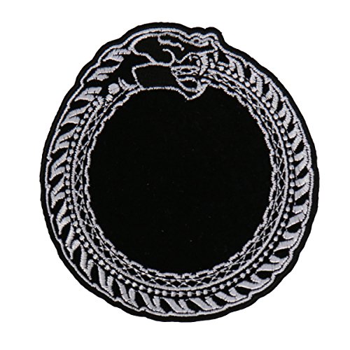 4883933140458 - HOT LEATHERS, TAIL EATING SERPENT, HIGH THREAD IRON-ON / SAW-ON RAYON PATCH - 4 X 4, EXCEPTIONAL QUALITY