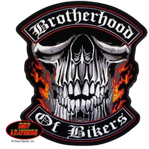 4883933140465 - HOT LEATHERS, BROTHERHOOD OF BIKERS, HIGH THREAD IRON-ON / SAW-ON RAYON PATCH - 4 X 4, EXCEPTIONAL QUALITY